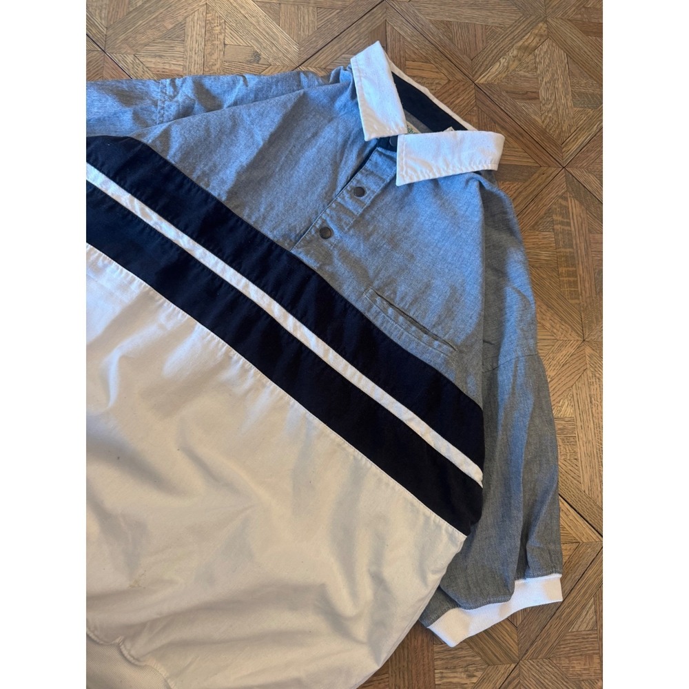 Vintage Ash Creek Trading Colorblock Polo Shirt Mens XL Blue White 10
